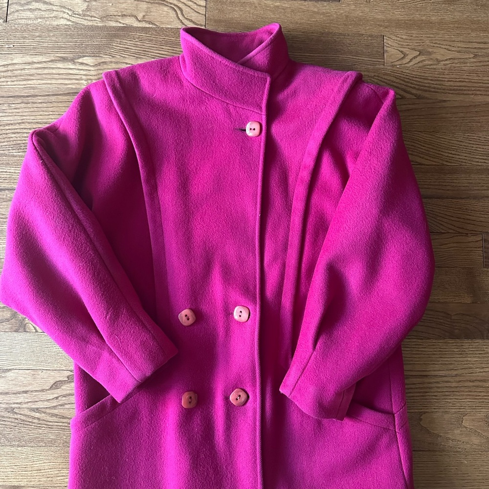 Hot Pink Wool-Blend Coat